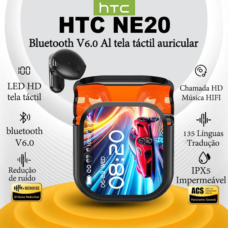 Auriculares inalámbricos Bluetooth originales HTC NE20, auriculares internos con traducción por IA, pantalla táctil multifunción LED, auriculares con reducción de ruido