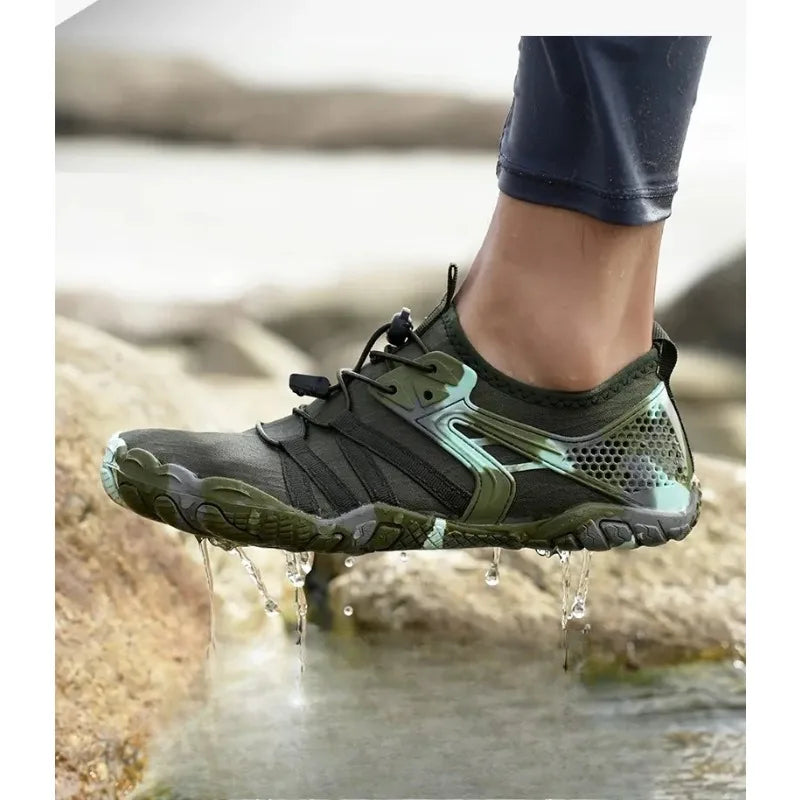 Zapatillas de agua camufladas unisex con cordones rápidos y suela de caucho