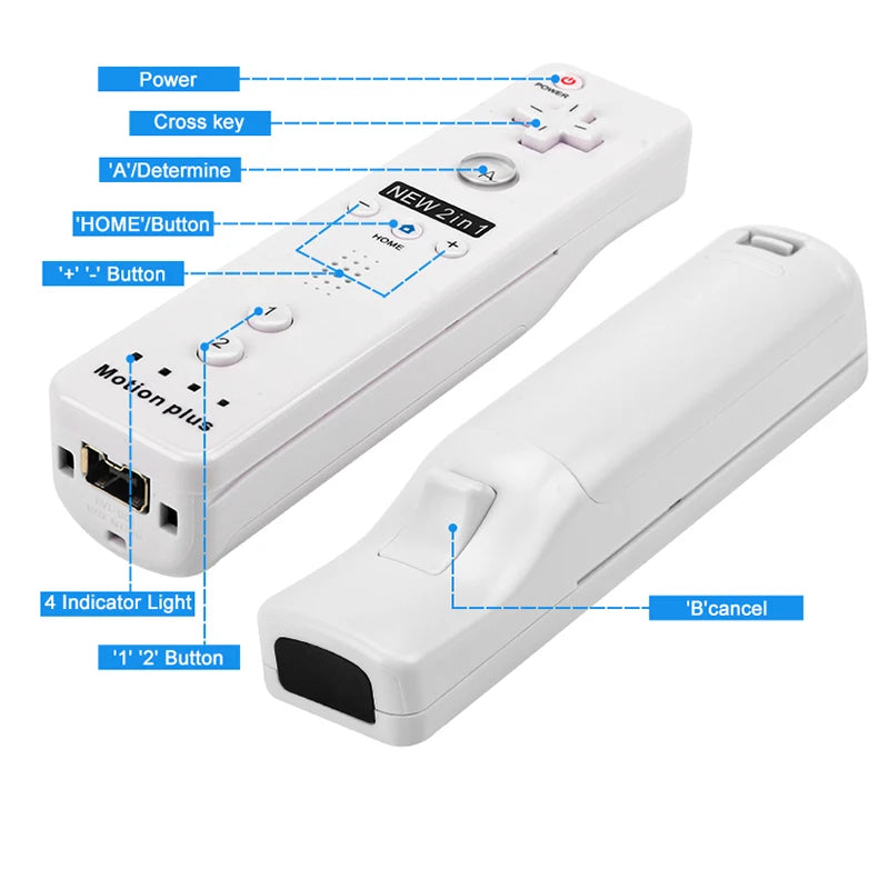 Control Inalámbrico con Nunchuck para Nintendo Wii Motion Plus
