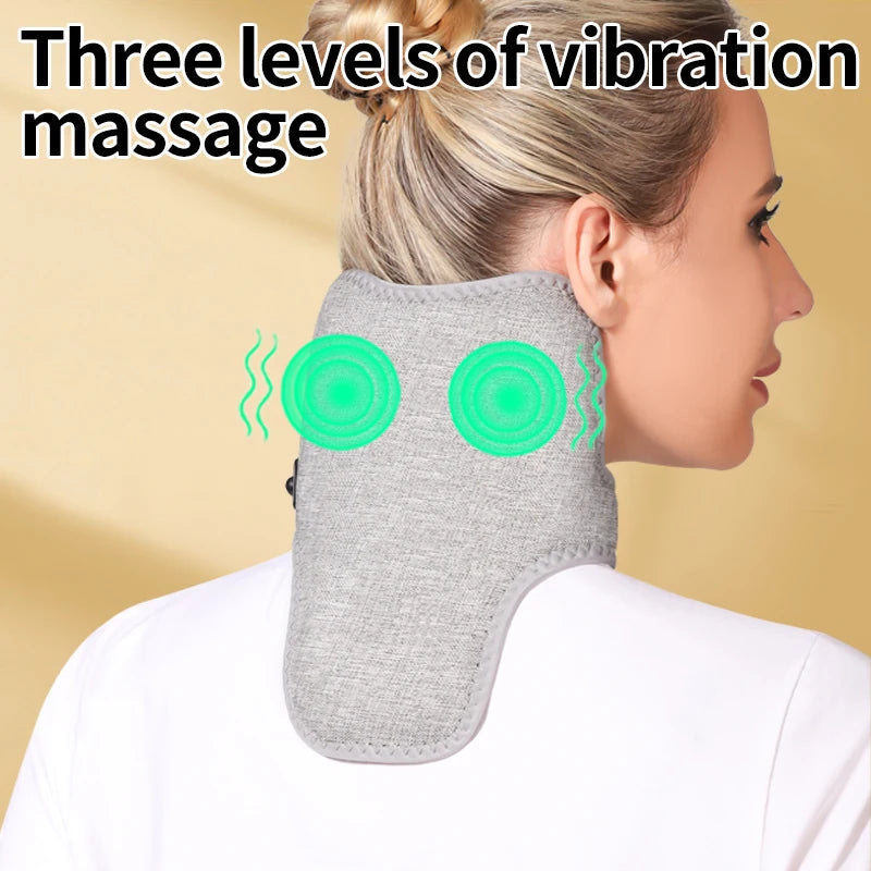 Luz roja calefacción eléctrica soporte para el cuello masajeador de vibración alivia el dolor de columna Cervical fatiga rigidez dragar meridianos