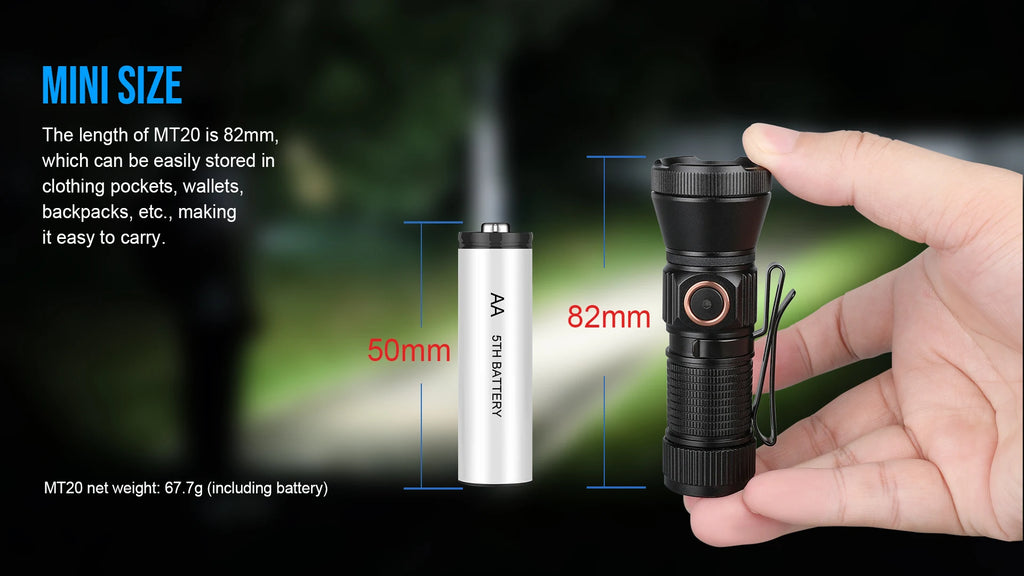 Linterna EDC Trustfire MT20 Recargable USB-C 1050 Lúmenes