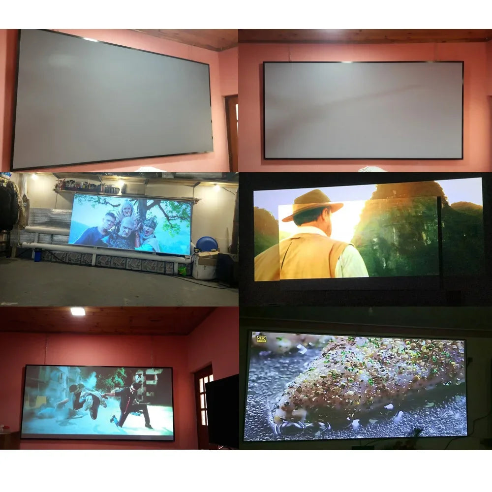 Pantalla de proyector antiluz de alto brillo, cortina de metal 16:9 de 84-150 pulgadas, Compatible con 4K para uso portátil en el hogar y la oficina al aire libre