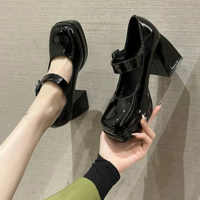 Zapatos Mary Jane Mujer con Plataforma, Punta Cuadrada y Tacón Alto