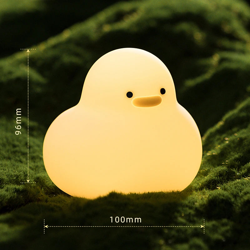Bonita luz nocturna de pato, lámpara LED Kawaii, luz nocturna recargable por USB, lámpara nocturna táctil para habitación, artefacto de descompresión para protección ocular