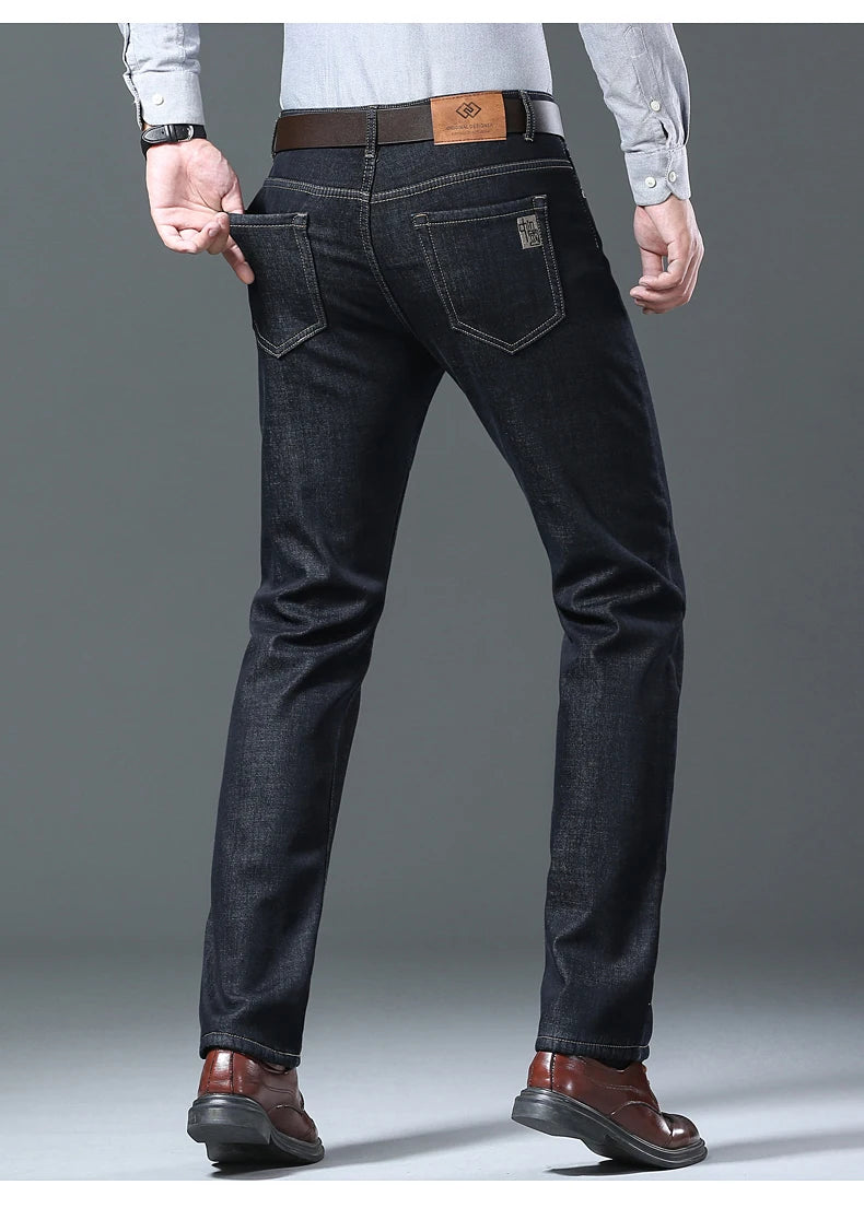 Pantalones Vaqueros Holgados para Hombre, Elásticos, con Forro Polar