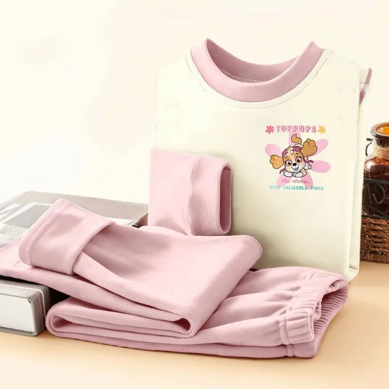 PAW Patrol-Conjunto de Pijamas suaves y cómodos con estampado de dibujos animados para niñas, ropa de casa informal para otoño e invierno, ropa de dormir para niños