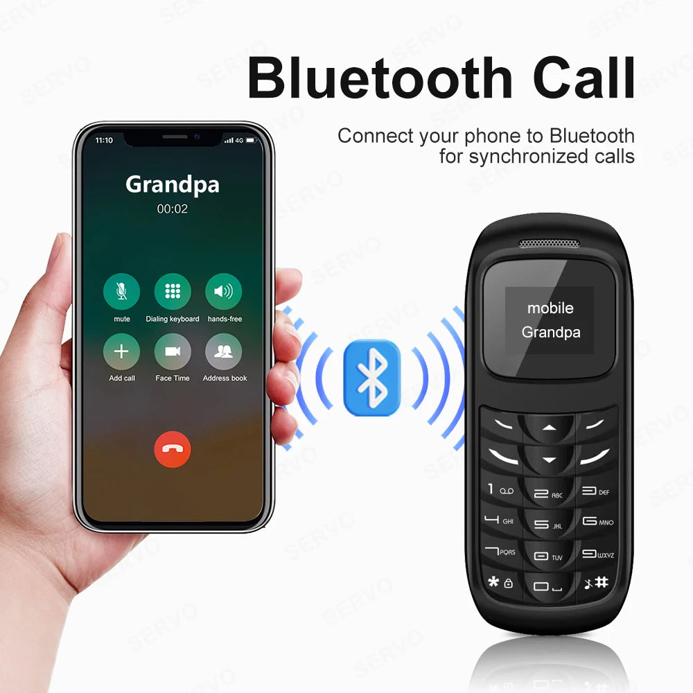 SERVO BM70 Mini teléfono móvil 2SIM en espera Bluetooth marcador grabación de llamadas voz mágica reproductor de MP3 lista negra pequeño teléfono móvil barato