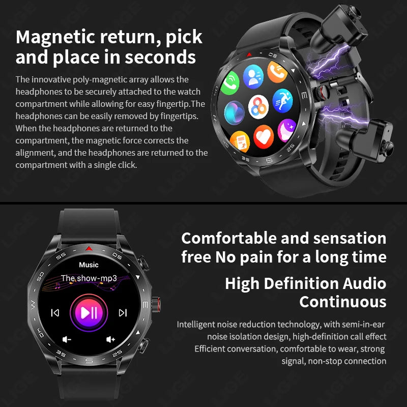 Reloj Inteligente AMOLED con Auriculares Bluetooth Incluidos