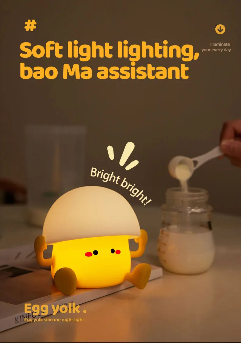 Bonita luz nocturna, lámpara de yema de huevo, lámpara de seta, decoración creativa de escritorio, carga USB, luz nocturna interior para niños, regalo de cumpleaños