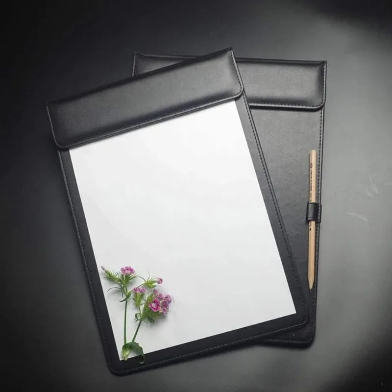 Carpeta Portapapeles A4, Carpeta de Trabajo, Portapapeles de Cuero PU, Carpeta con Clip para Archivos A4, Portadocumentos, Bloc de Notas para Conferencias con Portaplumas