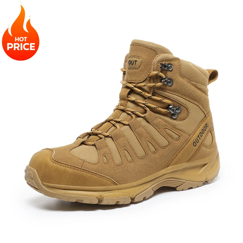 Botas de senderismo todoterreno para hombre, antideslizantes de caña alta