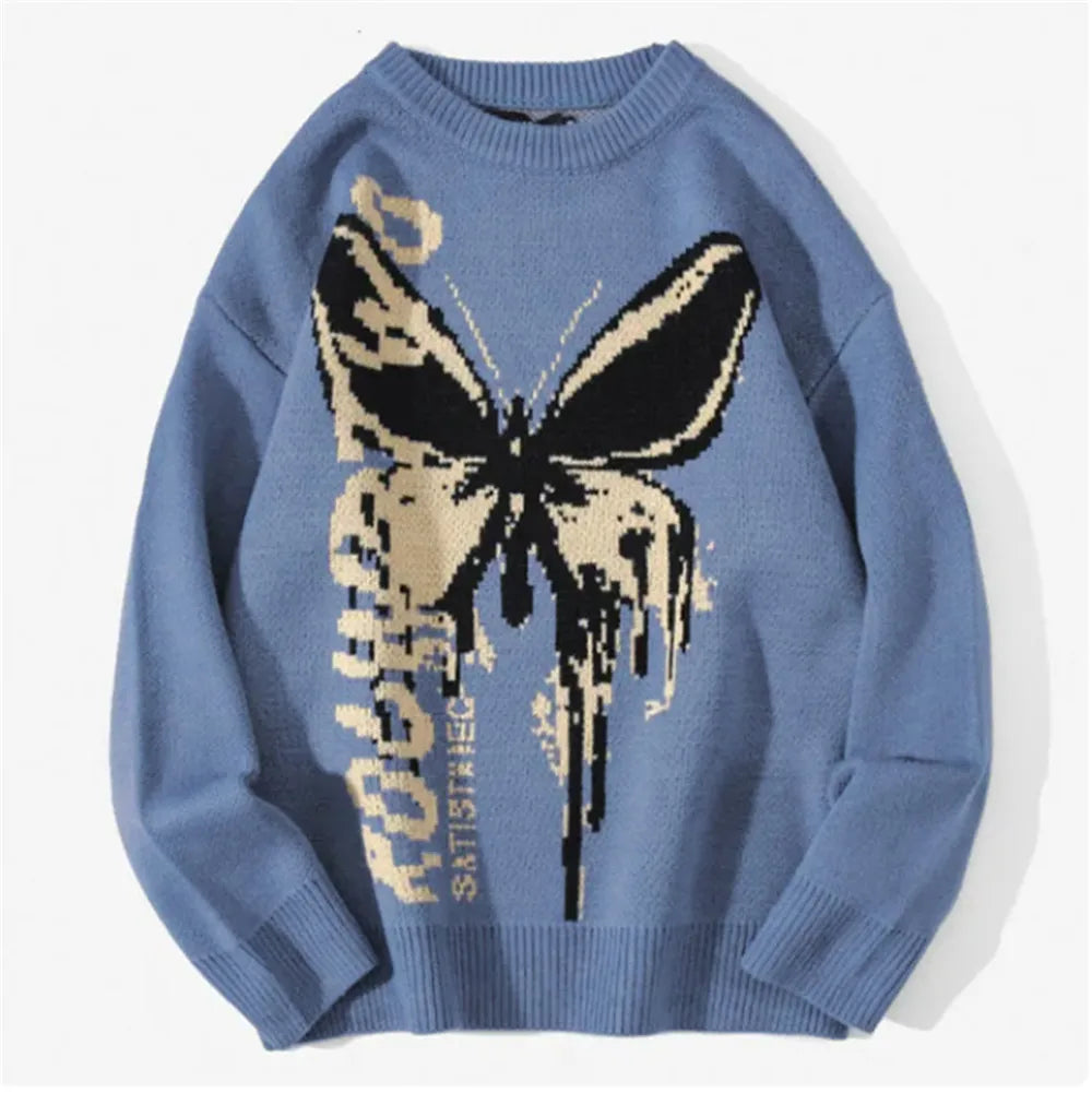 Suéter de moda de primavera FGKKS, suéter de punto con patrón de mariposa para hombre, suéter de diseño cálido y de calidad para hombre