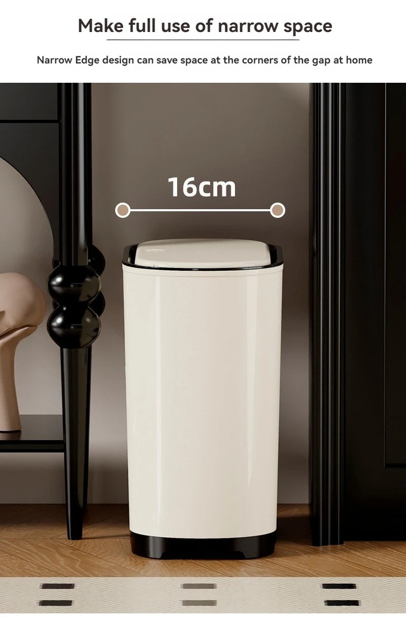 1 unidad/Contenedor de basura de lujo con tapa a presión para uso doméstico en sala de estar, dormitorio, cocina, baño, gran capacidad con tapa