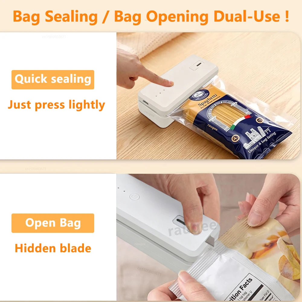Mini selladora de bolsas portátil recargable para sellado térmico de alimentos