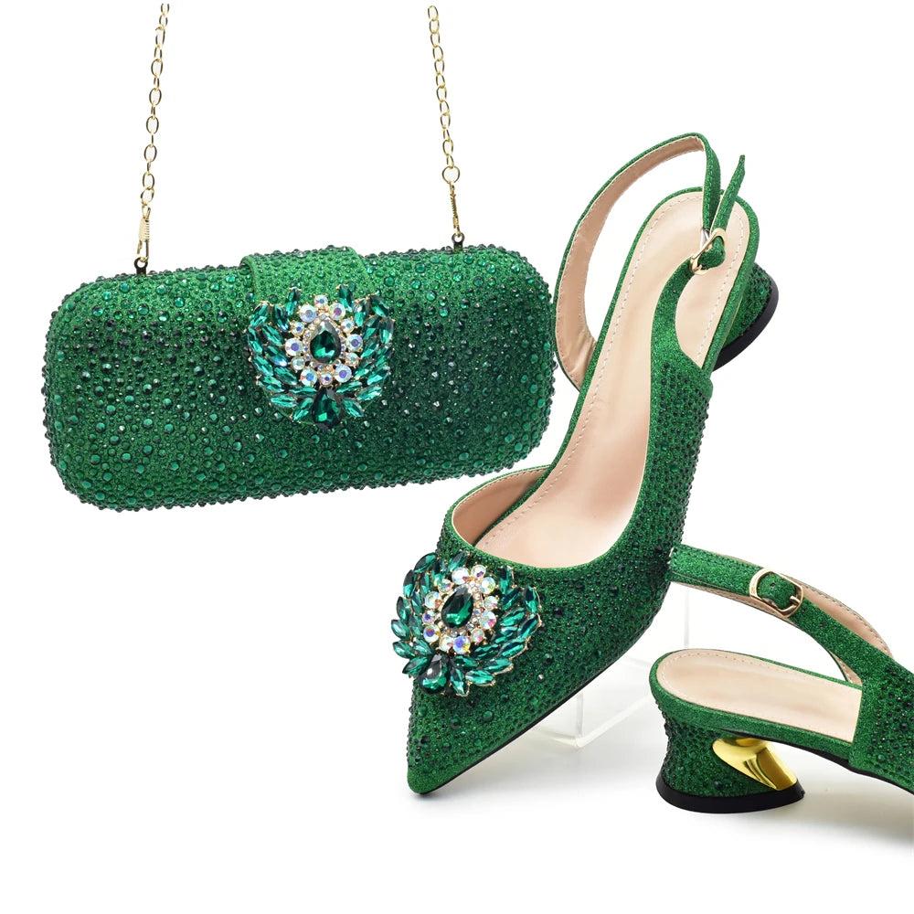 Conjunto Zapatos y Cartera de Fiesta con Strass para Mujer
