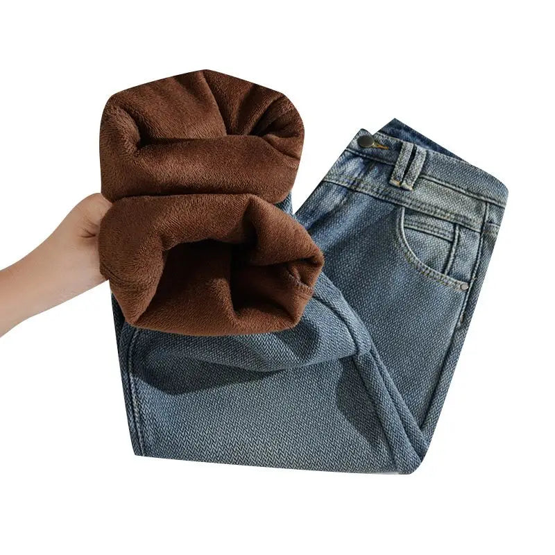 Pantalones Vaqueros de Lana de Pierna Ancha para Mujer