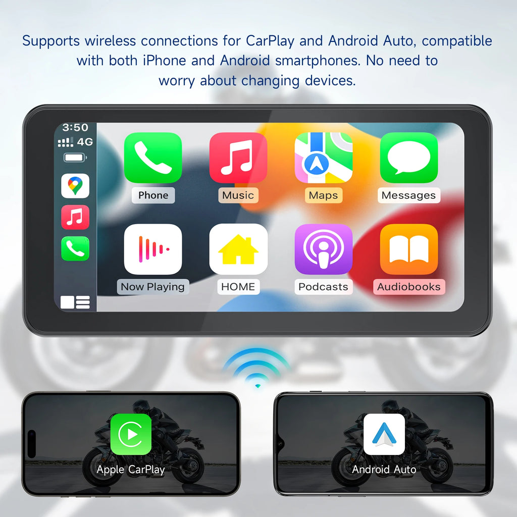 Pantalla táctil inalámbrica del navegador GPS del coche de Apple Carplay/Android de la motocicleta portátil de 6,25 pulgadas
