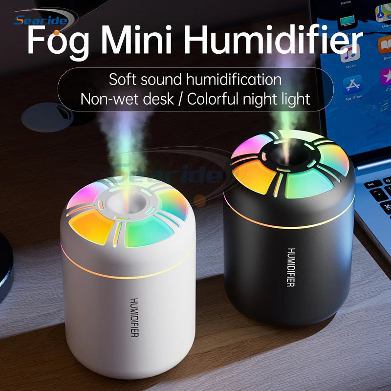 Mini humidificador USB Searide 180ml con difusor de aromas y luces de colores