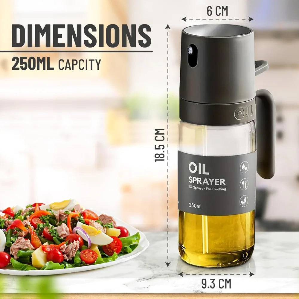 Pulverizador de aceite, herramientas de cocina para cocinar, pulverizador de aceite de vidrio de borosilicato, botella pulverizadora de aceite de 250ml para barbacoa, cocina, hornear y asar