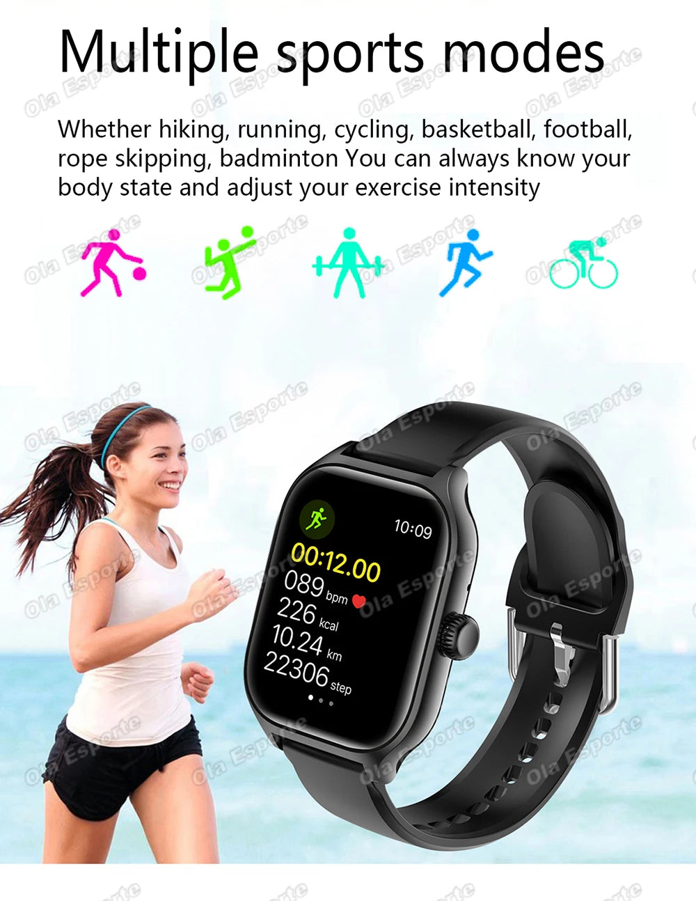 Reloj Inteligente para Hombre y Mujer, 2.01'', Resistente al Agua, Deportivo, con Respuesta a Llamadas, Monitor de Sueño, Podómetro, Alertas de Información, Nuevo