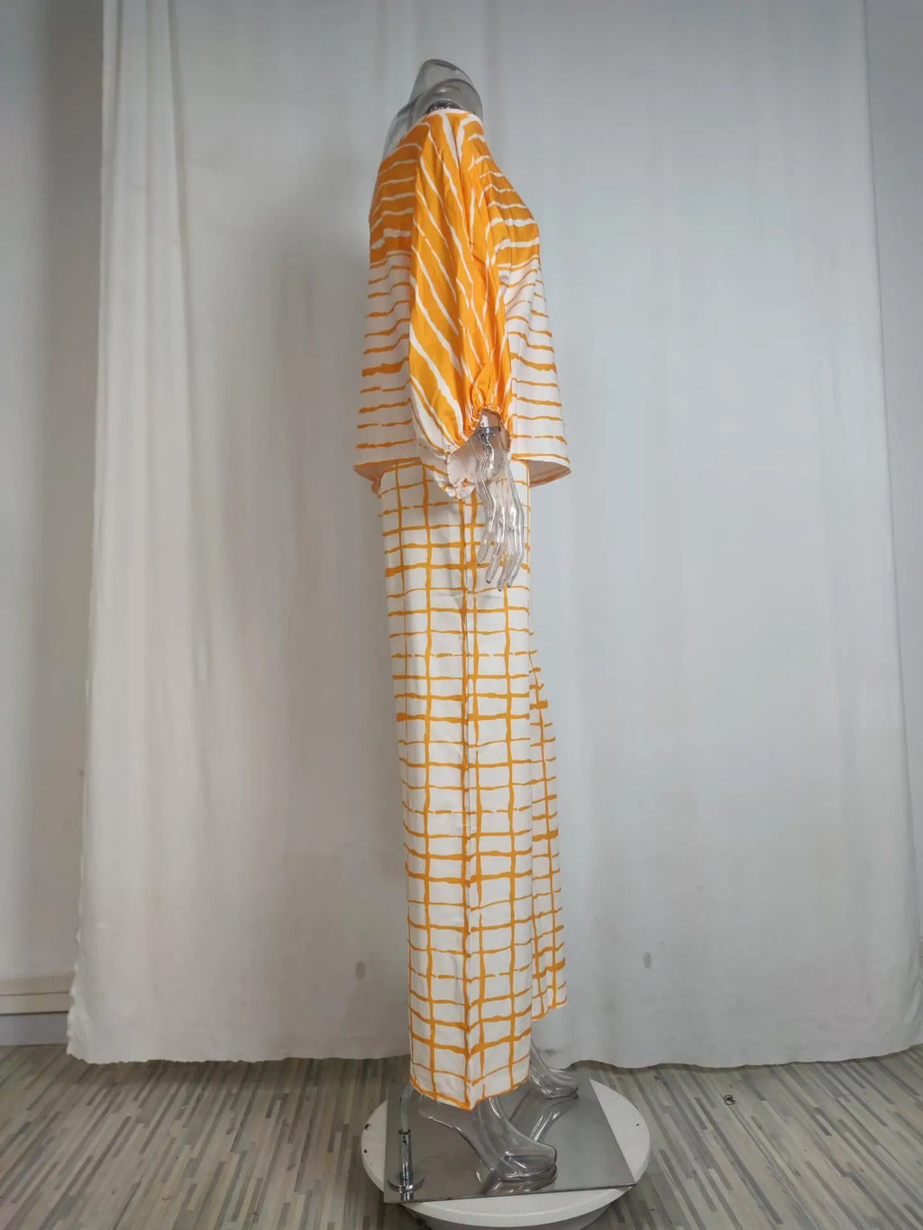 Conjunto de satén estampado para mujer, blusa de manga larga con hombros descubiertos y manga acampanada, conjuntos de 2 piezas para oficina, nuevos trajes informales con pantalones de pierna ancha