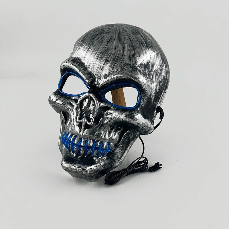 Máscara de calavera malvada, mascarada de Carnaval de Halloween, Casa Encantada, decoración aterradora, esqueleto de Cosplay, Fiesta Temática aterradora, máscara iluminada