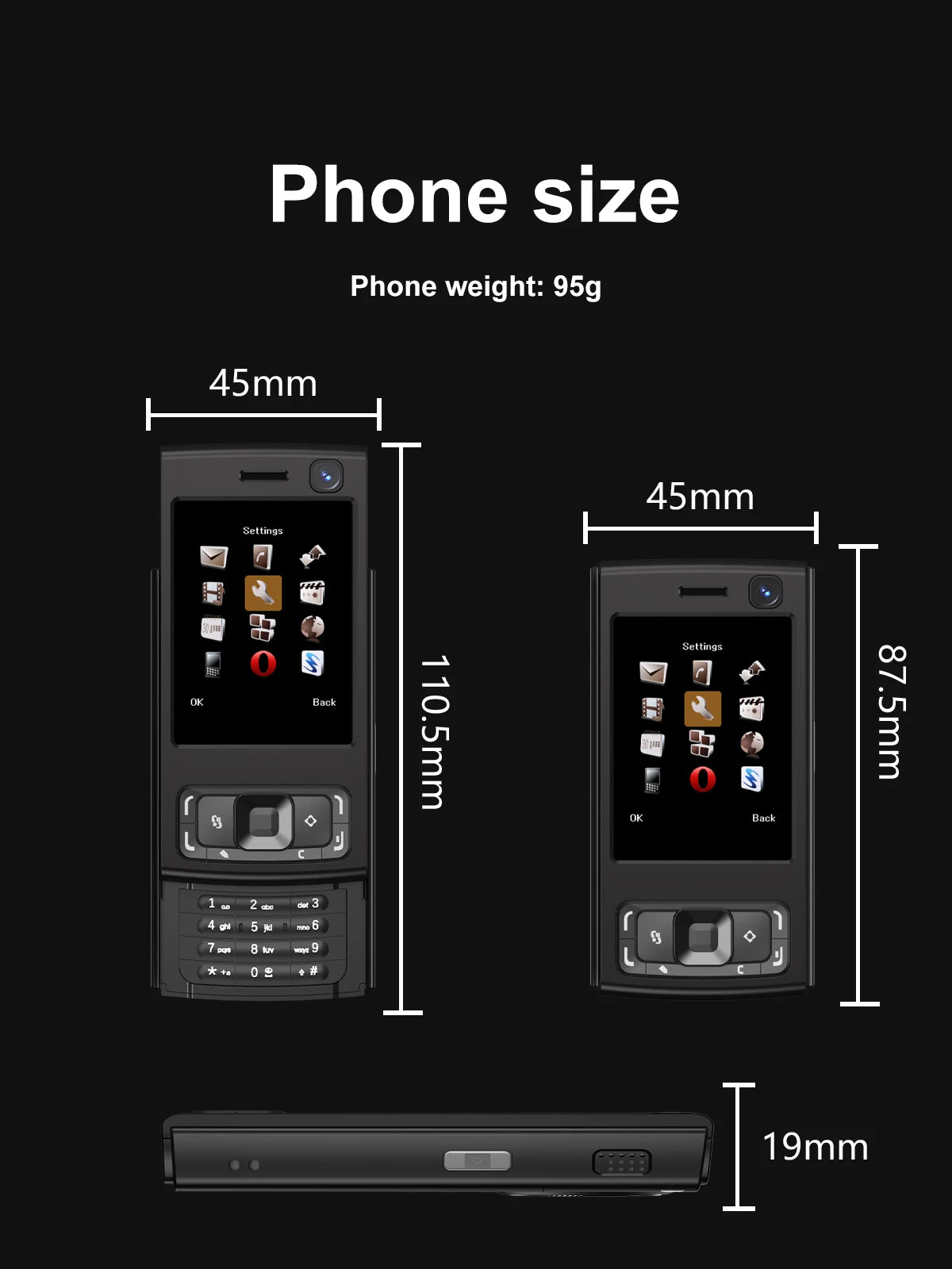 SERVO N95 PRO Slider teléfono móvil 2 SIM llamada grabación velocidad Dial Magic Voice Video Player linterna 2G GSM características teléfonos móviles