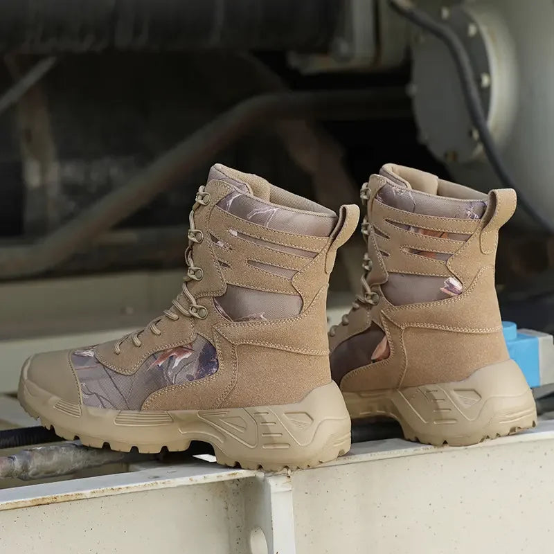 Botas tácticas de senderismo para hombre, caña alta, antideslizantes