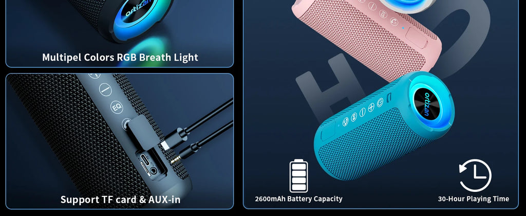 Ortizan X10P Altavoz Bluetooth con Luz LED IPX7