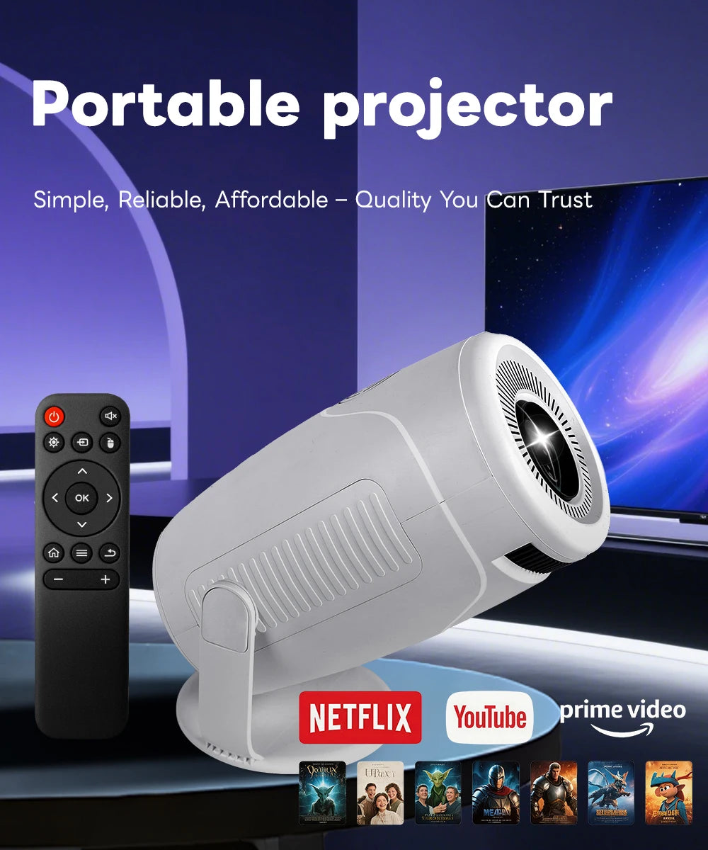 Nuevo Proyector Portátil HY900 con Decodificación 4K, Wi-Fi 6 Dual, Chip Allwinner, 290ANSI, BT5.0, Perfecto para Cine en Casa y Uso en Exteriores