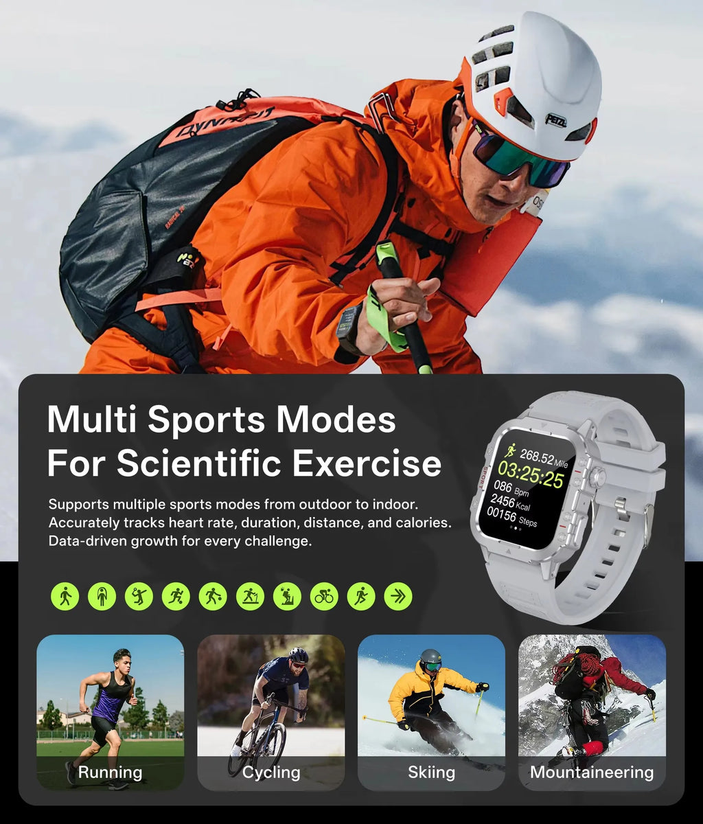 Nuevo Reloj Inteligente Militar Xiaomi 2025 para Hombre, IP67 3ATM, Monitor de Actividad Física y Salud para Deportes al Aire Libre, Pantalla de 1.44 Pulgadas, Llamadas Bluetooth