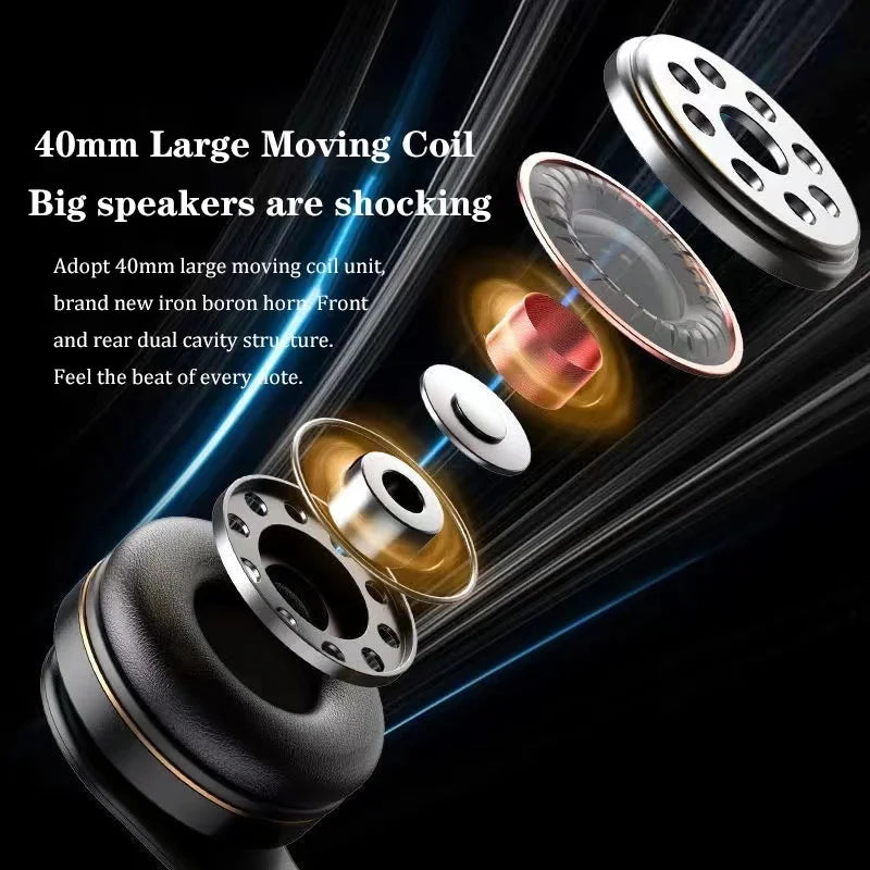 Auriculares inalámbricos supraaurales Bluetooth 5.3 HiFi estéreo de baja latencia con cancelación de ruido, auriculares para juegos con micrófono ENC