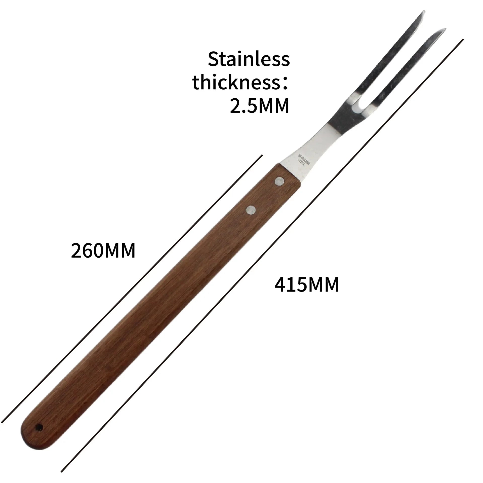Tenedor para carne, tenedor para tallar carne de acero inoxidable con mango largo, tenedor para parrilla de punta afilada, tenedor para servir pollo, pavo, ternera JT566