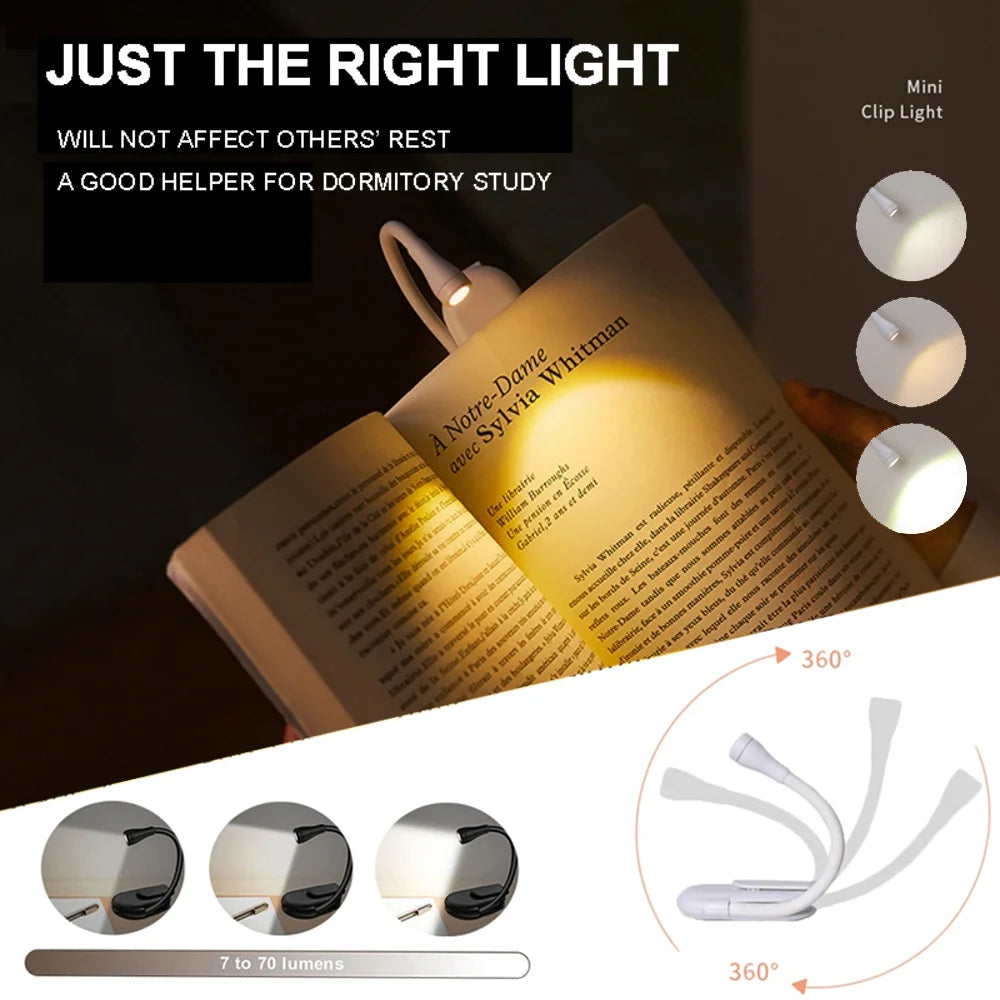 Lámpara LED Portátil para Libros con Clip 360°