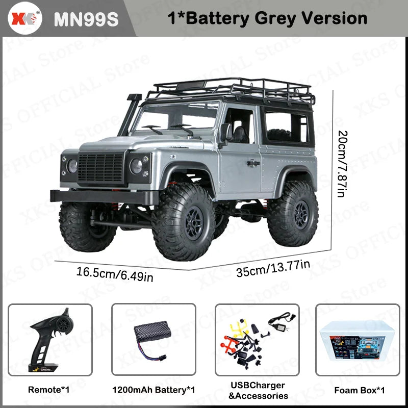 MN MN99S MN78 MN98 MN99 D90 1/12 RC coche 2,4G Control remoto 4X4 todoterreno luz LED 4WD escalada RC camión coche de juguete regalo para niño
