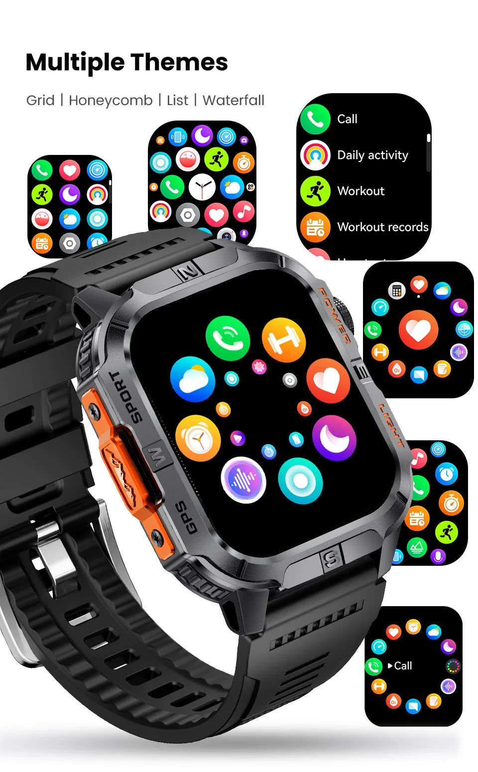 Reloj Inteligente Militar con GPS, LED, Brújula e IP68