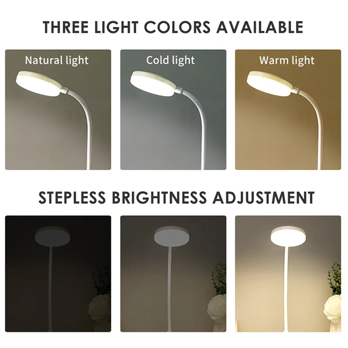 Lámpara de Escritorio LED Portátil USB con 3 Colores