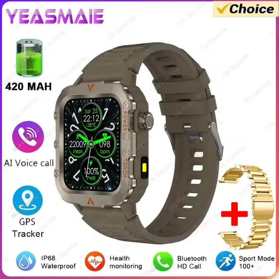 Smartwatch Militar Resistente con Llamadas Bluetooth y Voz AI