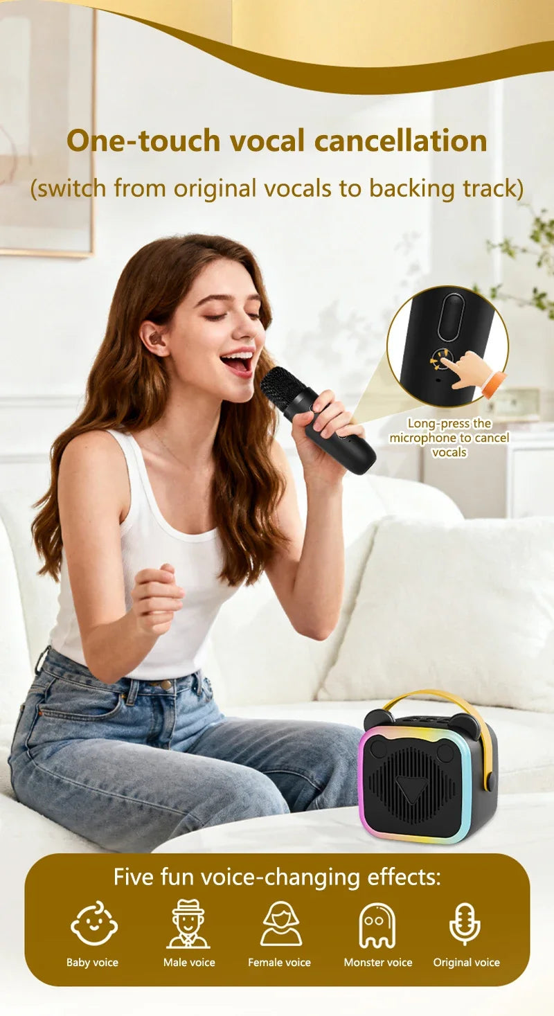 Mini Altavoz Bluetooth Portátil con Micrófono para Karaoke