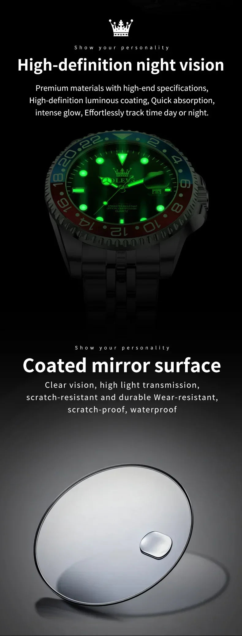Reloj de Cuarzo OLEVS para Hombre Acero Inoxidable Resistente al Agua