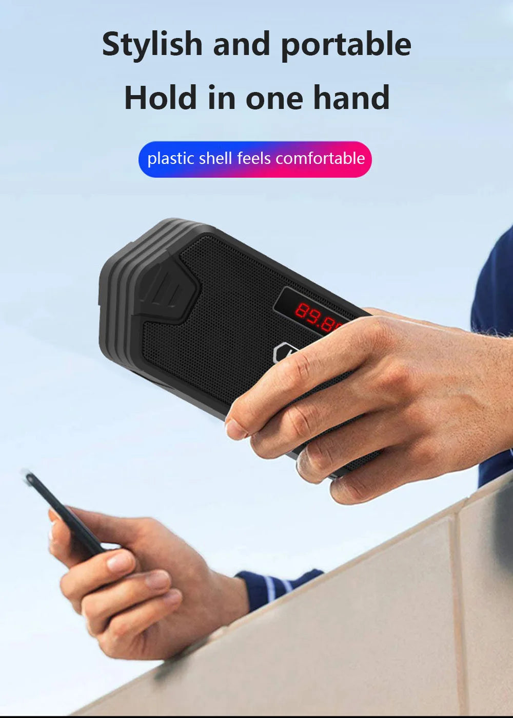 Receptor de Radio FM para exteriores, altavoz inalámbrico Aux portátil con Bluetooth, Subwoofer, caja de sonido de música, Bluetooth de alta fidelidad para el hogar y el coche