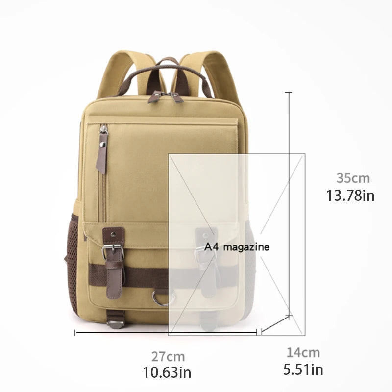 Mochila Retro de Lona, para Senderismo al Aire Libre, Multifuncional, con Múltiples Compartimentos, Bolsa de Pecho, Mochila Lateral