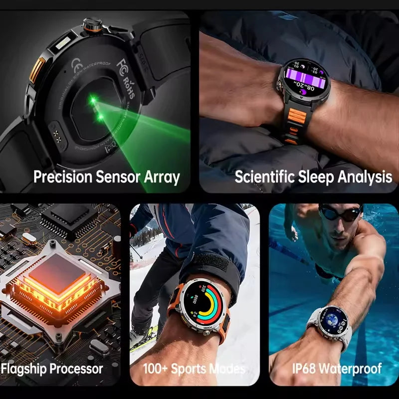Nuevo Reloj Inteligente T-Rex3 Ultra 2026 con Batería Grande de 1000 mAh, GPS, Resistente al Agua IP68, Linterna LED, Brújula, para Actividades al Aire Libre, Regalo