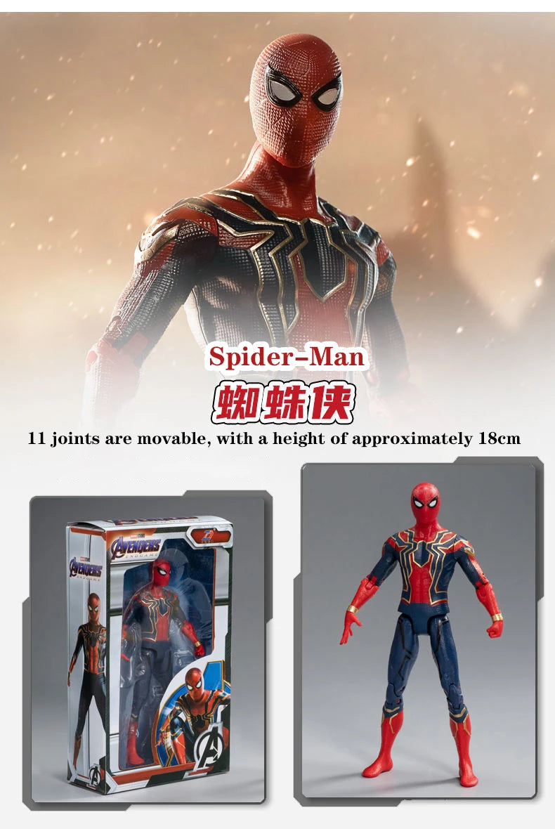 Juguete para niños de 18cm, leyenda de Marvel, vengadores, Iron Man, Spider Man, Capitán América, regalo de cumpleaños para niños, juguete, modelo de estatuilla móvil