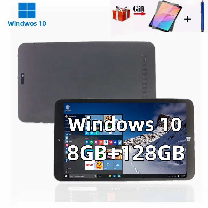 Tableta con Windows 10, 8GB de RAM, 128GB de ROM, 8 pulgadas, 64 bits, Intel X5-Z8300, cuatro núcleos, ultrafina, Bluetooth, WiFi, con película templada, regalo gratis