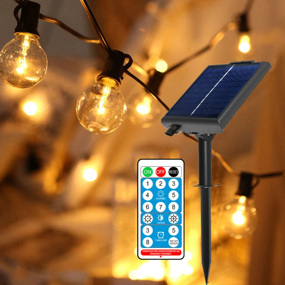 Guirnalda Solar G40 con Control Remoto IP65 - Hasta 30M Jardín