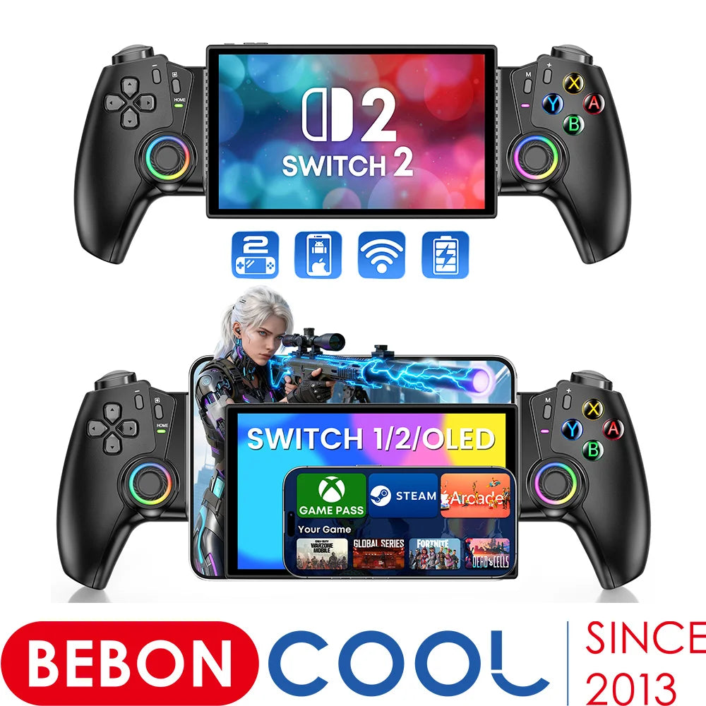 BEBONCOOL Bluetooth Gamepad controlador de juegos de efecto Hall para Nintendo Switch 2/Switch/Switch OLED/teléfono Android/iPhone