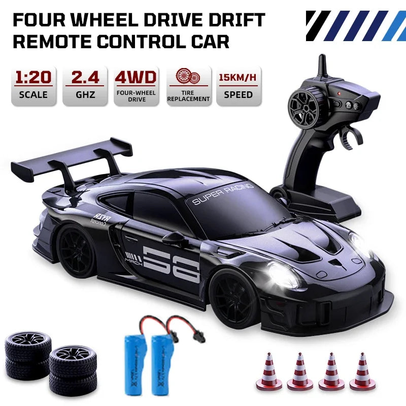 Coche de Carreras a Control Remoto 1:24, 4WD, Alta Velocidad, Juguete para Niños