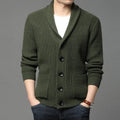 Suéter grueso de lana de gama alta para hombre, Chaqueta de punto de Cable, abrigos casuales, marca de moda coreana, otoño, invierno, 2021