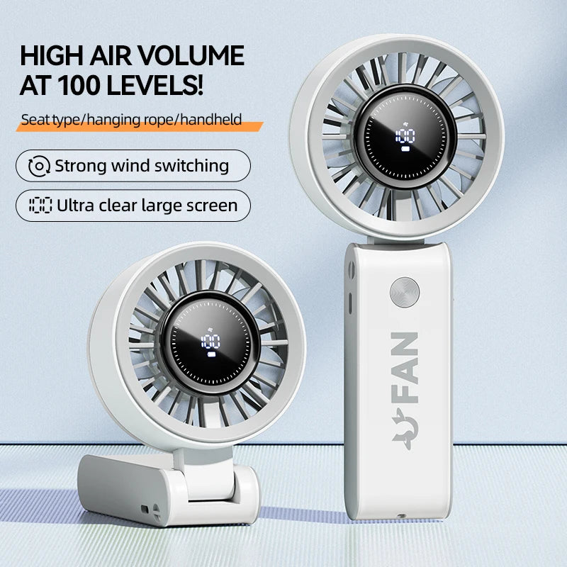 Ventilador Portátil de Mano con Pantalla Digital y 100 Velocidades